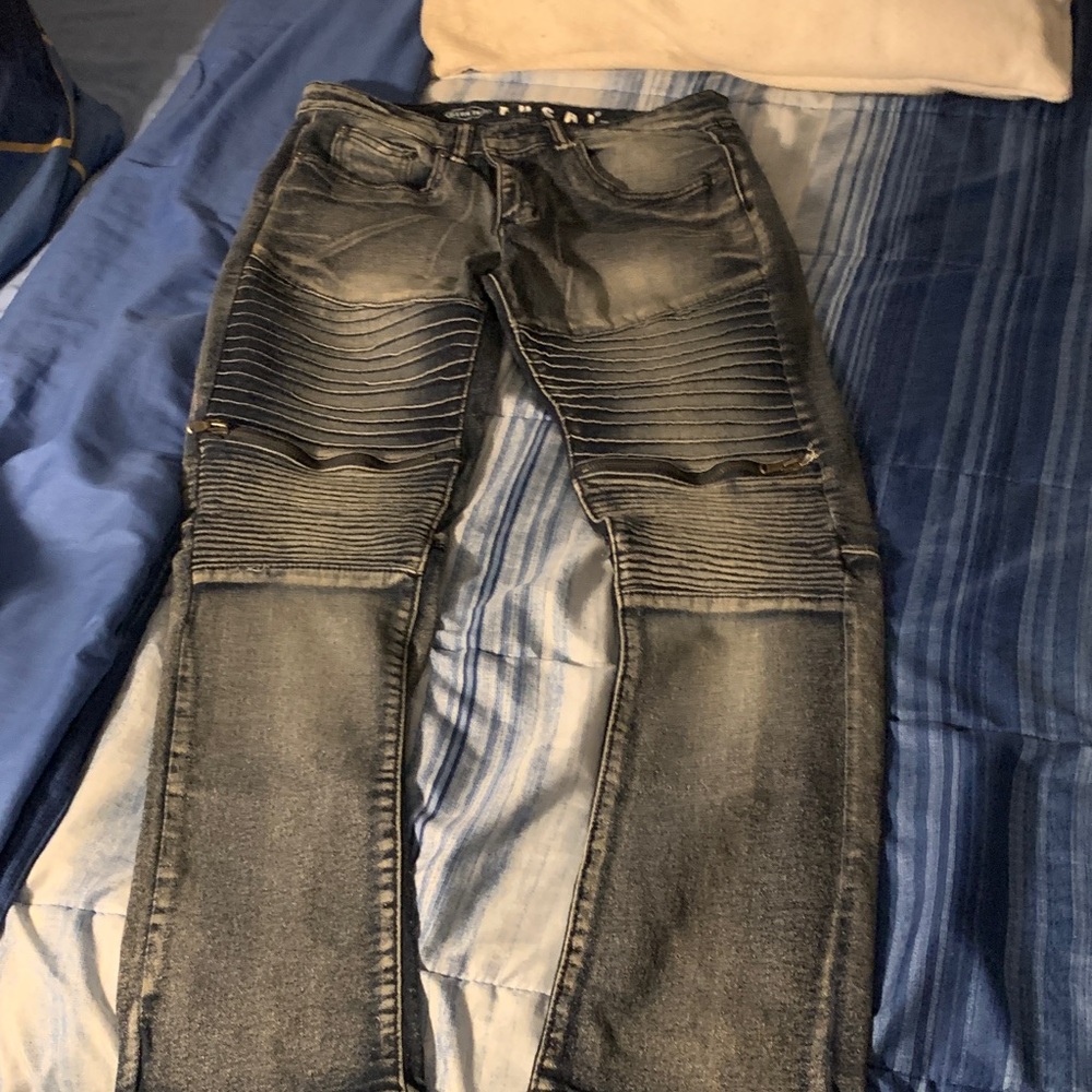 Men's Black Biker Jeans